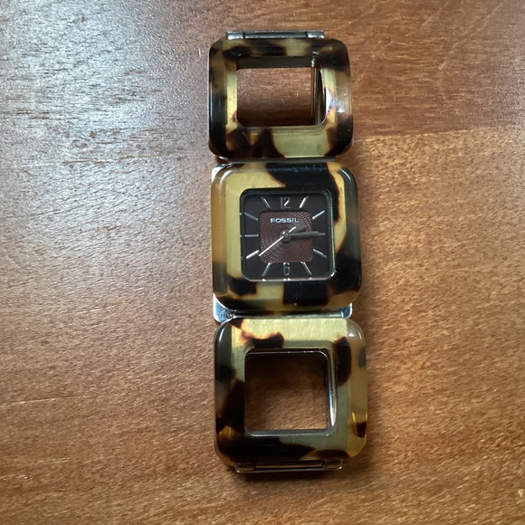 Fossil Tortoise Brown Women’s Watch Square Face & Link Band ES 1759 main image 4